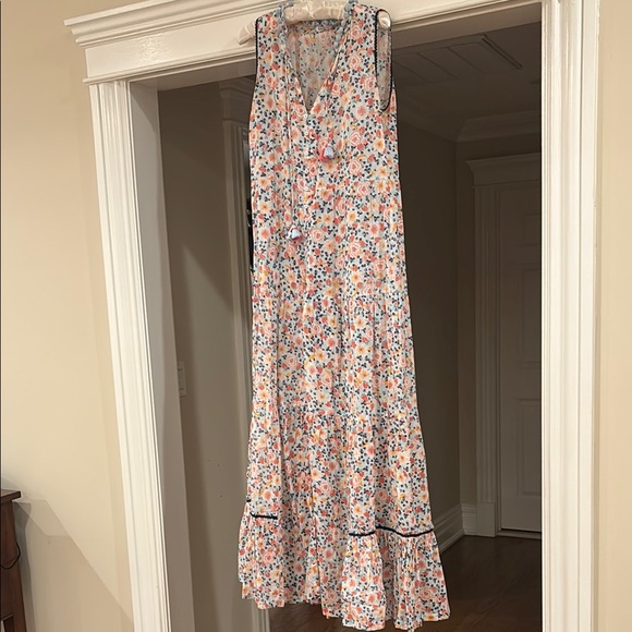 Poupette St Barth Pink Ruffled Tiered Maxi Sundress - Picture 1 of 4